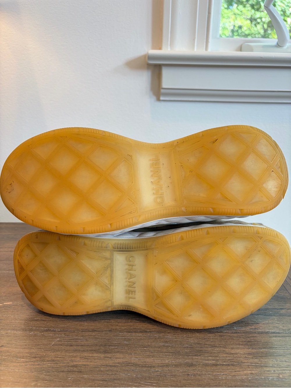 CHANEL Taupe Quilted High-Top Sneakers - Picture 7 of 9